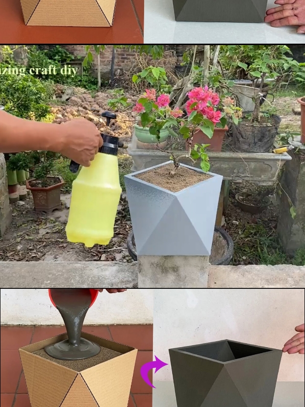 DIY craft ideas for USA garden #DIY #cement #craft #viralvideo #fypシ #usa🇺🇸 #unitedstates #unitedkingdom #uk 