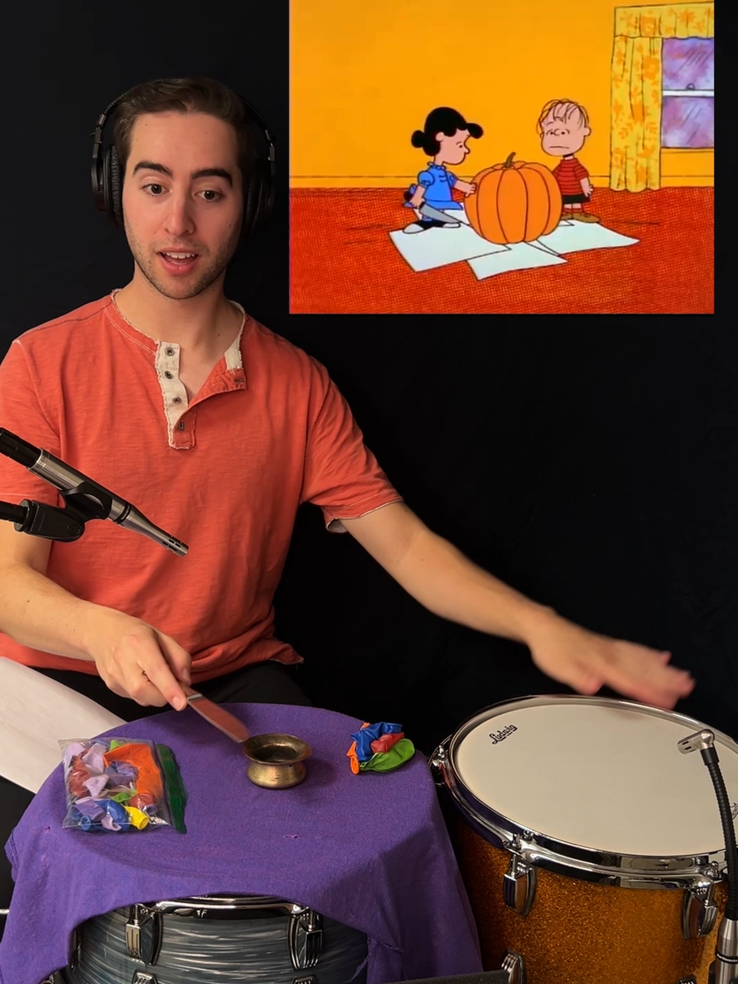 Charlie Brown Sound Effects (on drums!) #musician #soundeffects #tv #pumpkin #charliebrown #funny