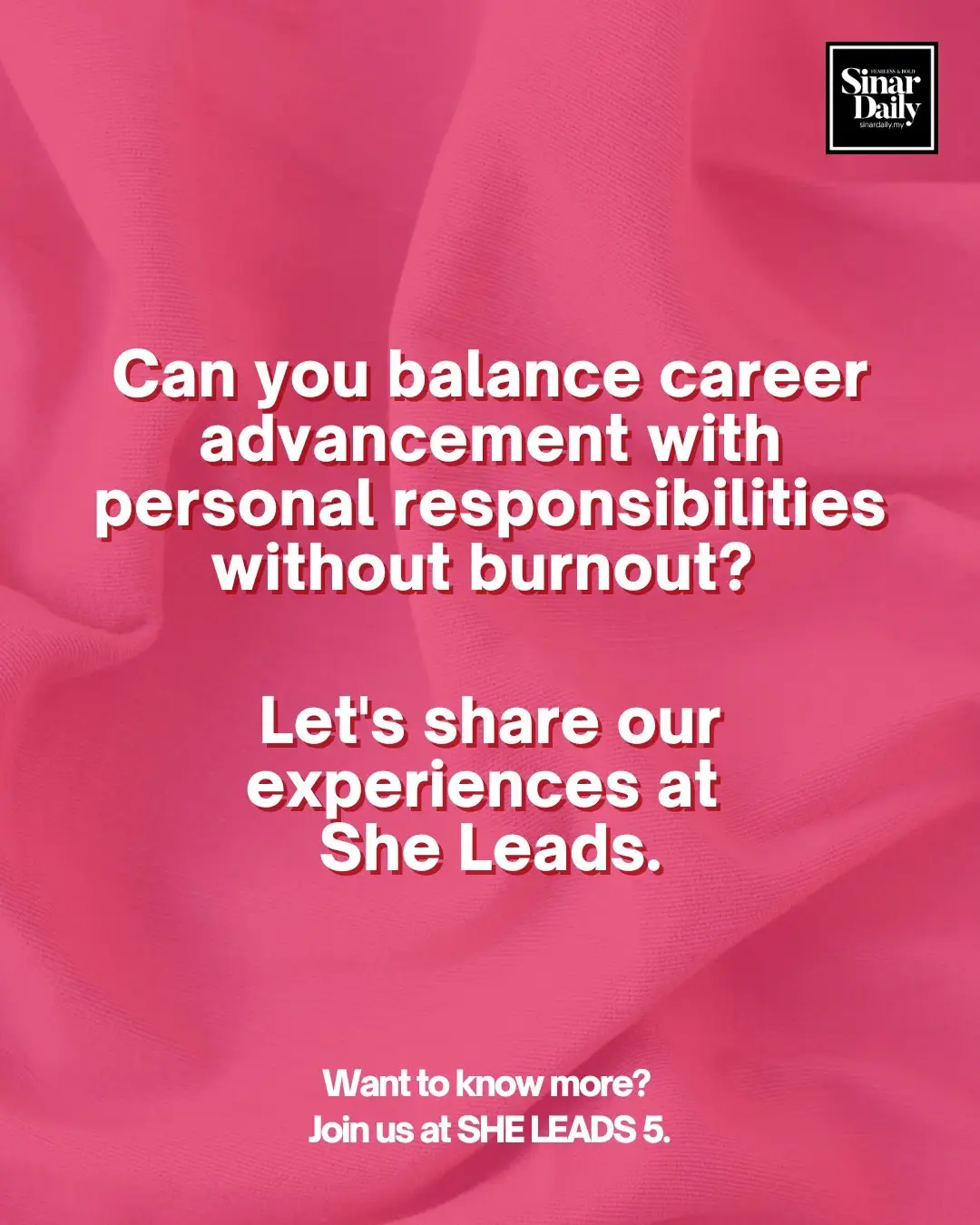 Ready to take the leap? Bold moves, fearless choices ✨ Join us for an inspiring session with Chartered Accountant and Corporate Director Daneena Rahman, who is also a wife and mother of seven; and multi-artist Nini Marini - who took the leap from her corporate career into the world of art. Let’s redefine success together at She Leads 5: Bold Career Moves - Shift or Stay? on October 29 at Karangkraf, Shah Alam. Purchase your ticket at the link in bio! 🔗 #women #networking #workforce #female #Bold #Fearless #CareerJourney #womenempowerment #SheLeads #SheLeads5 #SinarDaily