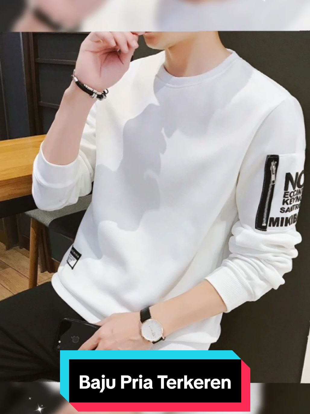 Baju Sweater Lengan Panjang Pria Kayser Martins Motif Sleting Kaos Distro Keren