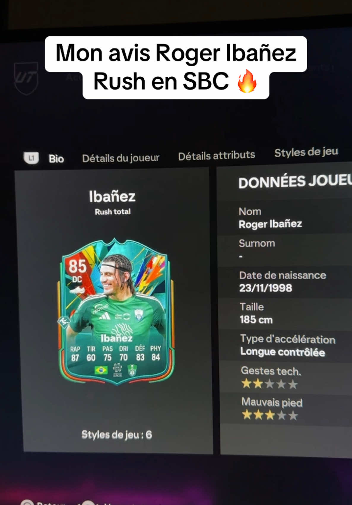 Player Review | Roger Ibañez DC Rush , faut-il faire son SBC ? #avissbc #sbc #fut25 #fifa25 #fc25 #ut25 