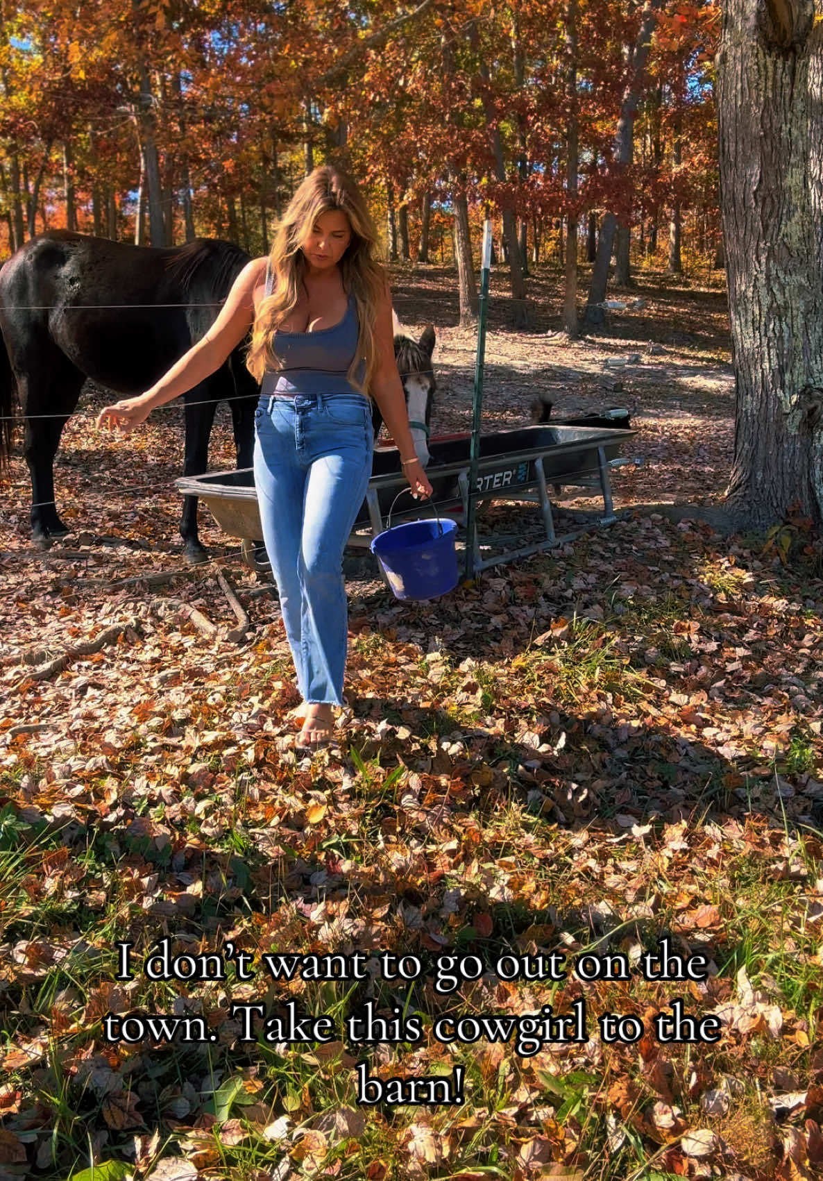 Hay! Mama doesn’t want to go out on the town. Take this mama to the barn. 8 seconds? #cowgirl #farmer #country #workhard #playharder #romper #nutterbutter #fall #leaves #autumn #orange #coffee #break #breakup #breakingnews 