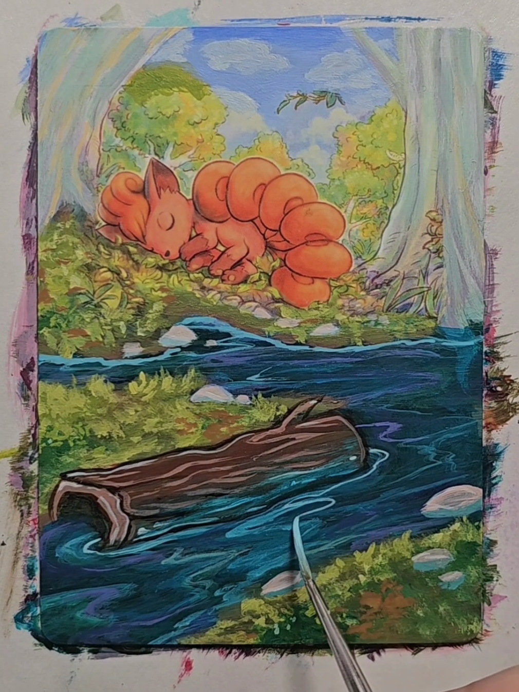 ✨️ Vulpix Painting Process ✨️ So cozy, I have been wanting to paint this one so bad! Always happy to paint a sowsow card. . 🎨 I painted this on Vulpix card from Twilight Masquerade - sowsow . #vulpix #151pokemon #pokemon151 #pokemoncards #timelapse #twilightmasquerade #pokemontcg #nostalgia #nostalgic 