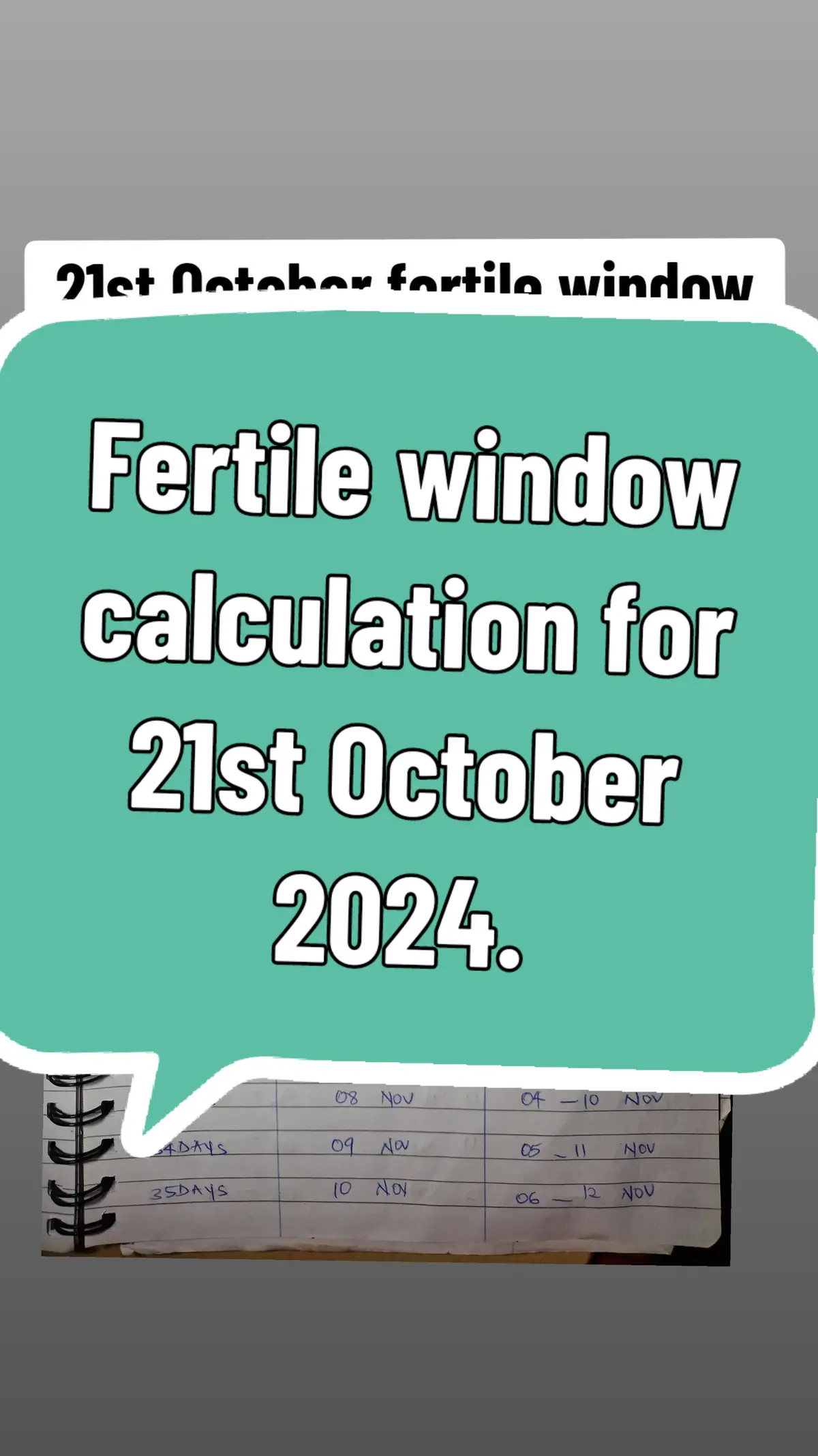 First day of period 21st October 2024. You can use this calculation to know your possible day of ovulation as well as your fertile window if you want to get pregnant. I wish you all a positive pregnancy test. #pregnancy #wongonation #celebritysonographer #goviral 