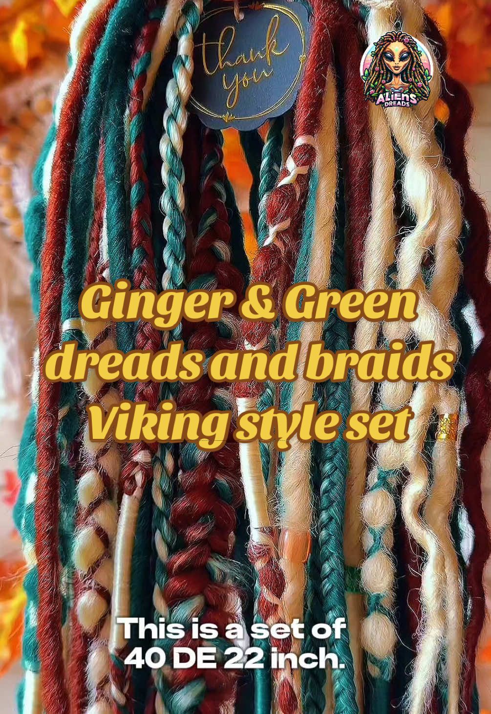 ✨ www.aliensdreads.com ✨ Ginger & Green with warm blonde accent curly and straight synthetic dreads and braids extensions🤎🧡 #braidstyles #dreadtok #dreadslocks #locs #braidlocs #locstyles #locjourney #gingerhair #creatorsearchinsights