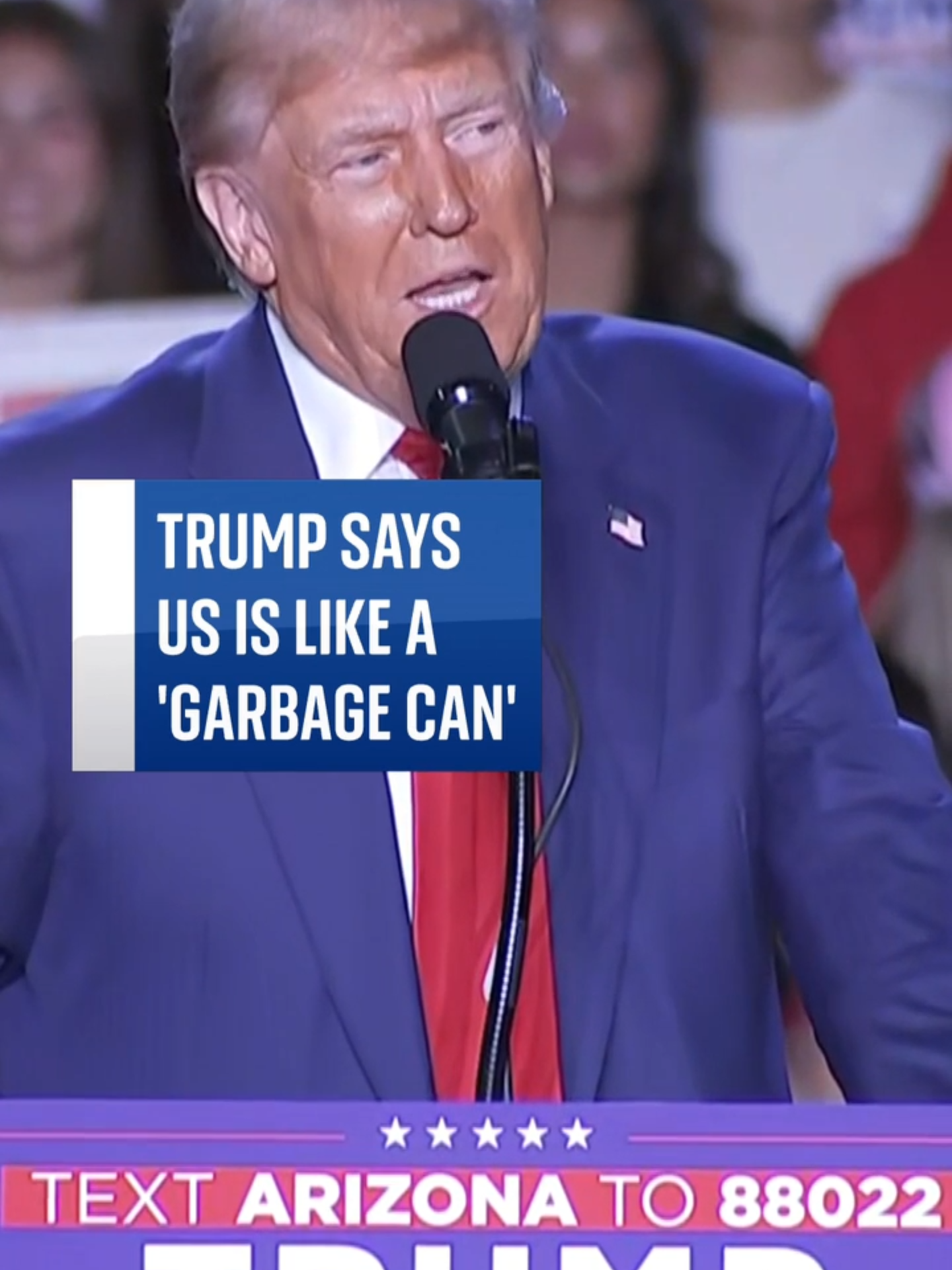 Donald Trump says the US is 'like a garbage can for the world' #Trump #US #UnitedStates #KamalaHarris #DonaldTrump