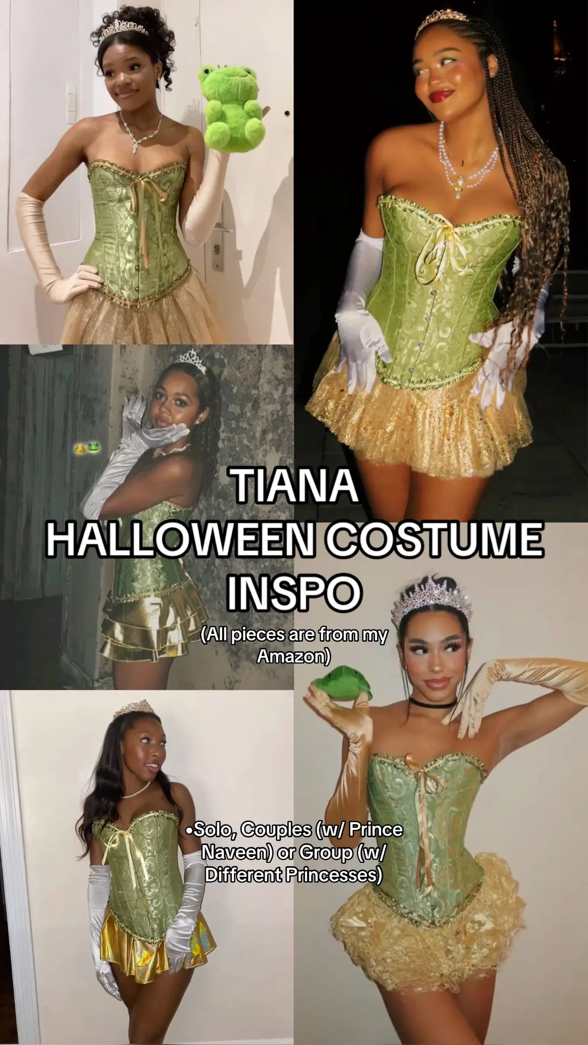 #costumeideas #halloweencostume #halloweencostumeinspo #halloween #costume #tiana #princessandthefrog 