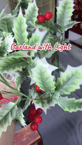 2M Christmas Garland with Light Artificial Red Berry Holly Leaves #homedecor #homedecorideas #artificialplants #christmasdecor 