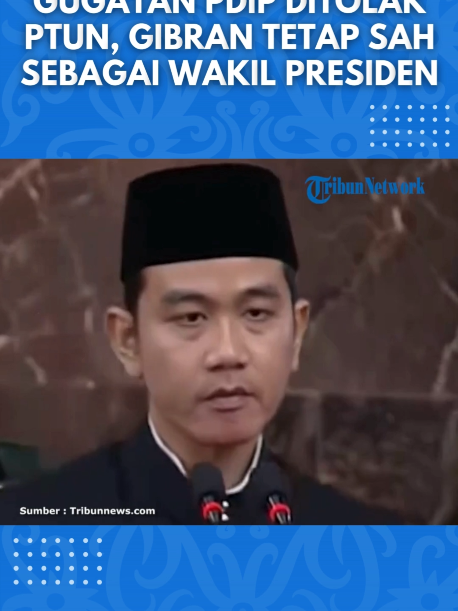 Pengadilan Tinggi Tata Usaha Negara (PTUN) Jakarta menolak gugatan PDIP yang mempersoalkan penetapan Gibran Rakabuming Raka sebagai Wakil Presiden. Selain menolak gugatan, hakim PTUN juga mengharuskan PDIP seabgai pengguggat membayar sidang sebesar Rp. 342.000,-. Dengan adanya putusan tersebut, maka Gibran tetap sah sebagai wakil presiden mendampingi Presiden Prabowo Subianto. #Gugatan #PDIP #Ditolak #Gibran #GibranRakabumingRaka #WakilPresiden #Wapres #KabinetMerahPutih