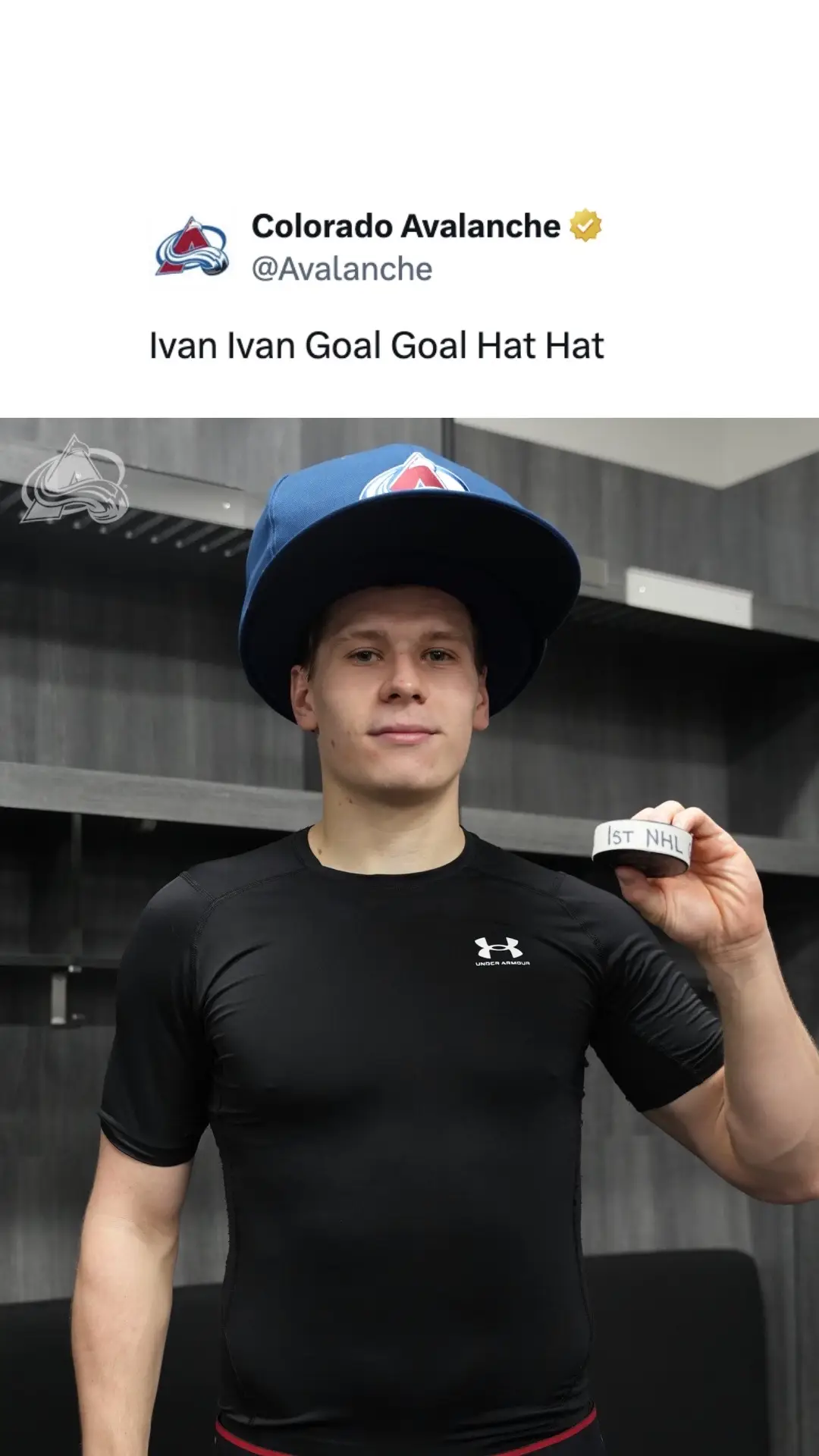 Ivan Ivan’s first first goal goal 🙌😂 (via @Colorado Avalanche) #NHL #hockey #Avalanche 