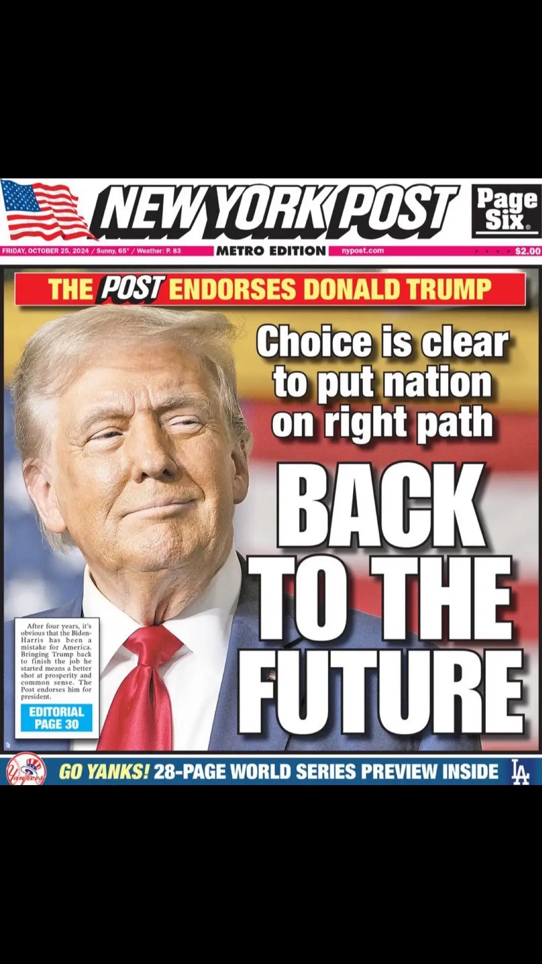 The NY POST just endorsed Trump. They called Kamala Harris a radical. 