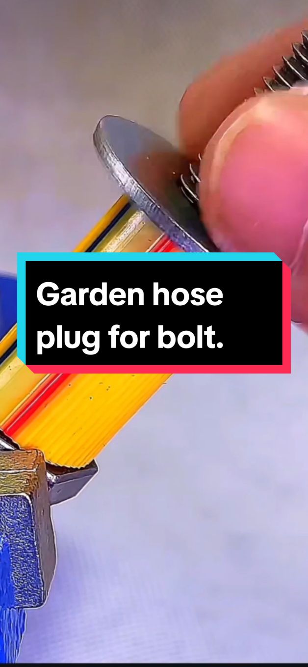 I repurpose a garden hose into a plug for a bolt! Perfect hack for quick fixes around the house. Check it out and let me know what you think! #DIY #LifeHacks #GardenHoseHack #QuickFix #HandyTips #Upcycling #HomeImprovement