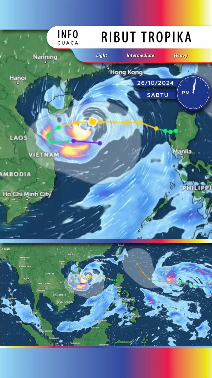 Ramalan Pergerakan Ribut Tropika Trami (Kristine) dari 0200 ke 2359 (waktu Malaysia). Berkelajuan 100km/h. #ramalancuaca #infocuaca #ributtropika #tropicalstorm #trami #tramityphoon #alert #danger #wanning #sanya #china #dongha #huevietnam #danang #vietnam #semogadijauhkandarimalaysia #semenanjungmalaysia #anginkuat #ributtaufan #hujanlebat #amarananginkencang #selamatberhujungminggu 