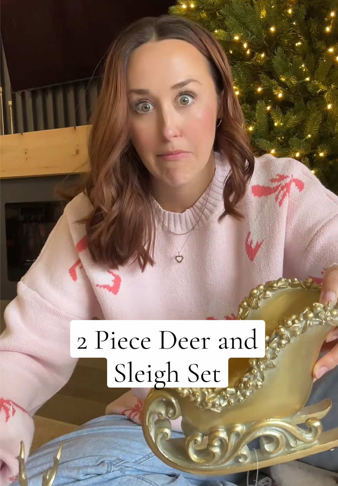 @QVC, Inc got me again with this adorable little reindeer and sleigh set! #christmas #christmasdecor #qvc #tiktokshopblackfriday #tiktokshopcybermonday #starcreatorcompetition #reindeer #sleigh #golddecor #holidaydecor #holiday #qvcchristmas 