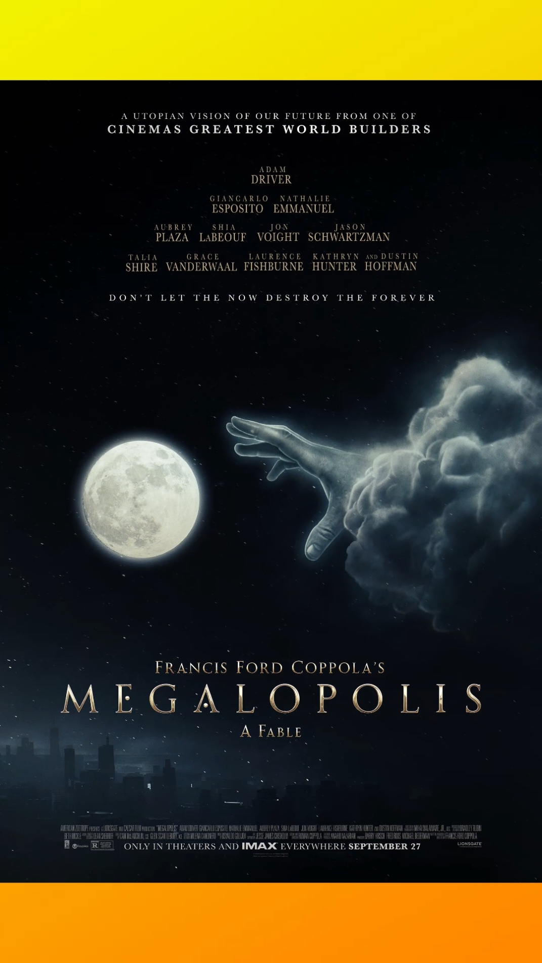 Megalópolis (Septiembre 24, 2024) (Fantastic Fest) (Septiembre 27, 2024) (USA) (Octubre 24, 2024) (MEX) #francisfordcoppola  #EpicMovie @Lionsgate 