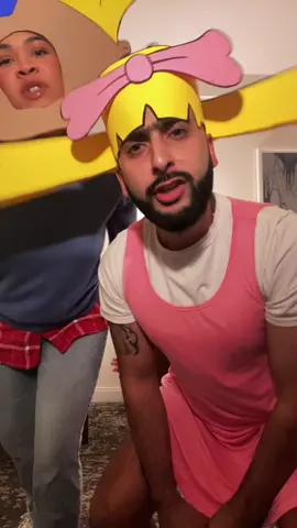 Second year in a row my fiance agrees to be the girl 😁 #heyarnold #halloween #couplehalloweencostumes #coupleshalloween 