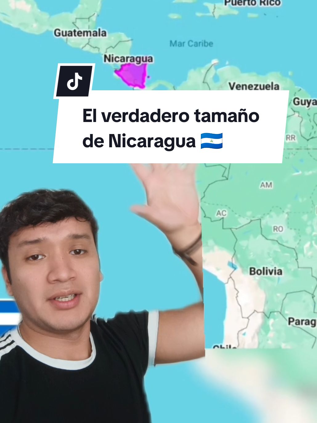 El verdadero tamaño de Nicaragua en el mapa #mapa #nicaragua🇳🇮  #🇳🇮  #argentina #bolivia #brasil #chile #colombia #costarica #cuba #ecuador #elsalvador #guatemala #honduras #méxico #nicaragua #panamá #paraguay #perú #puertorico #repúblicadominicana #uruguay #venezuela