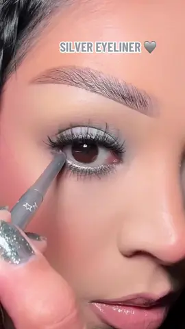 Serving major metallic vibes with this silver eyeliner , cool-toned makeup look 🩶❄️! Perfect for the holiday season coming up. This formula is so bomb 💣✨ @Stila Cosmetics  #Eyeliner #makeup #stilacosmetics 