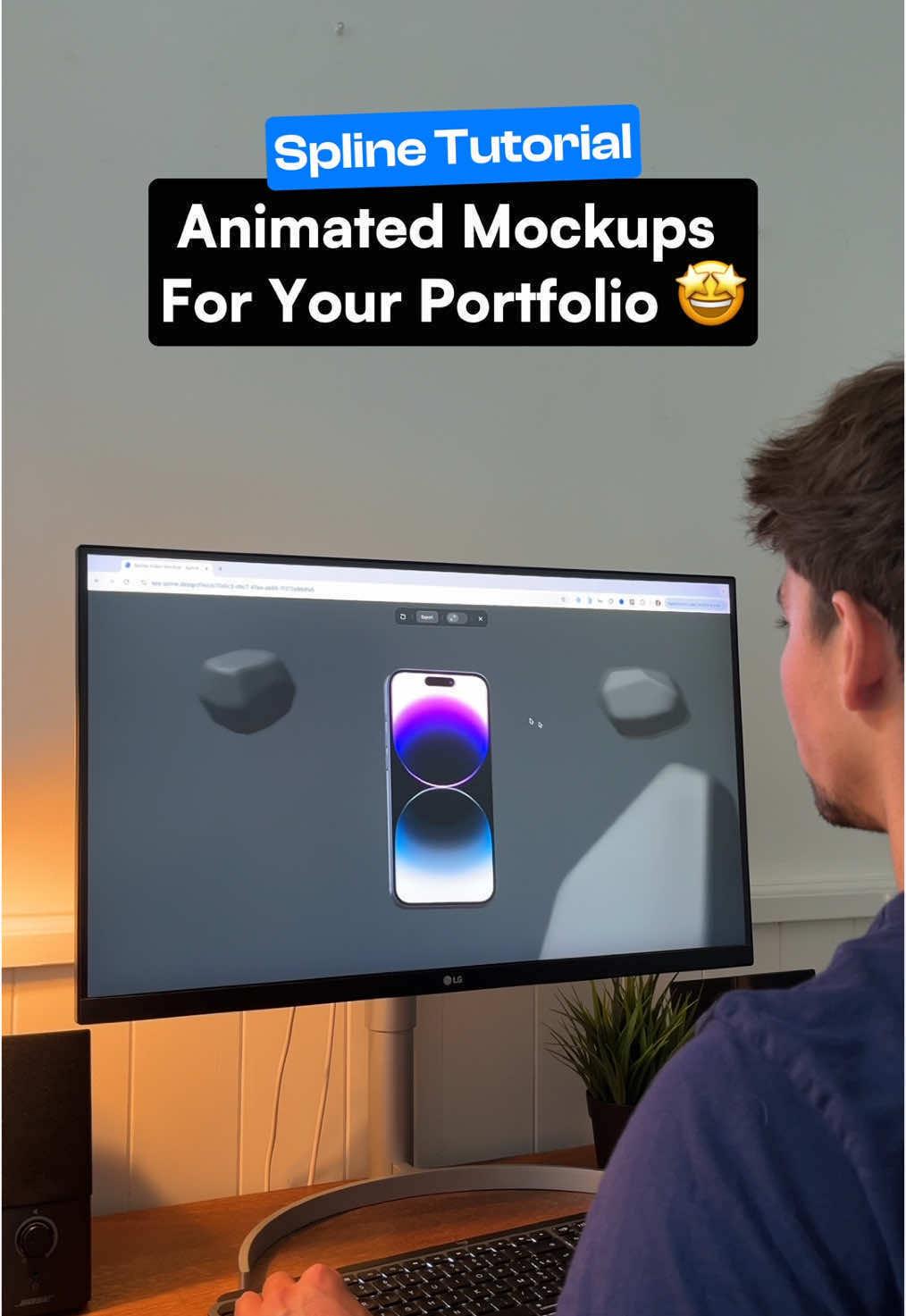 How to create animated mockups for your portfolio, and get more clients 🚀 #webdesigner #website #spline #mockup #designer 