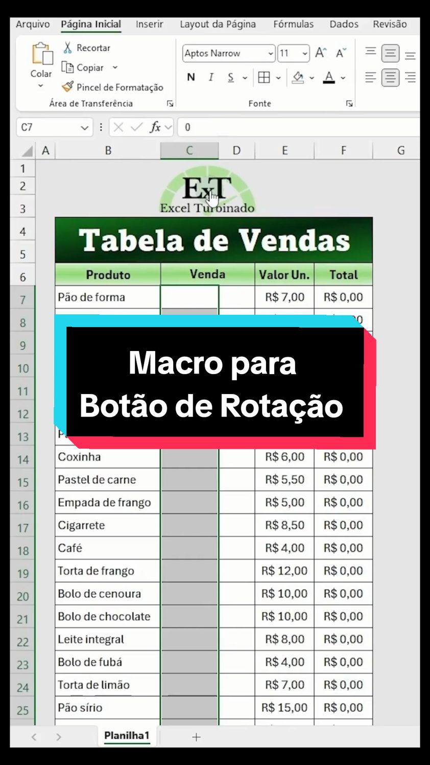 Como criar uma Macro para adicionar botão de rotação no Excel! 📊🚀 #excel #excelbasico #excelintermediario #excelavançado #planilhas #finanças #administracao #emprendedor #cursodeexcel #macro #dicasdeexcel #excelturbinado 