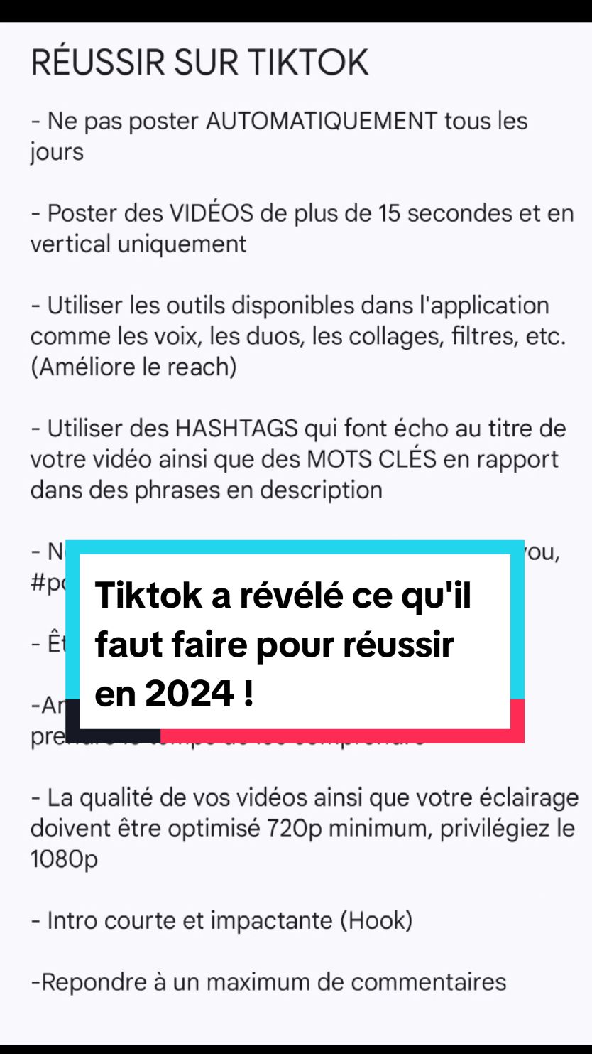 Tiktok a révélé ce qu'il faut faire pour réussir sur Tiktok ! #tiktoktips #percersurtiktok #conseiltiktok #createurdecontenu #fredwav 