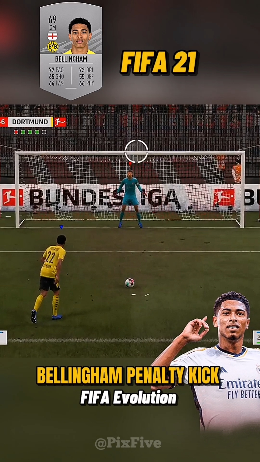 BELLINGHAM Penalty kick Evolution In FIFA and EA FC games #bellingham #fc25 #Fc24 #fifa23 #fifa22 #Realmadrid #dortmund 