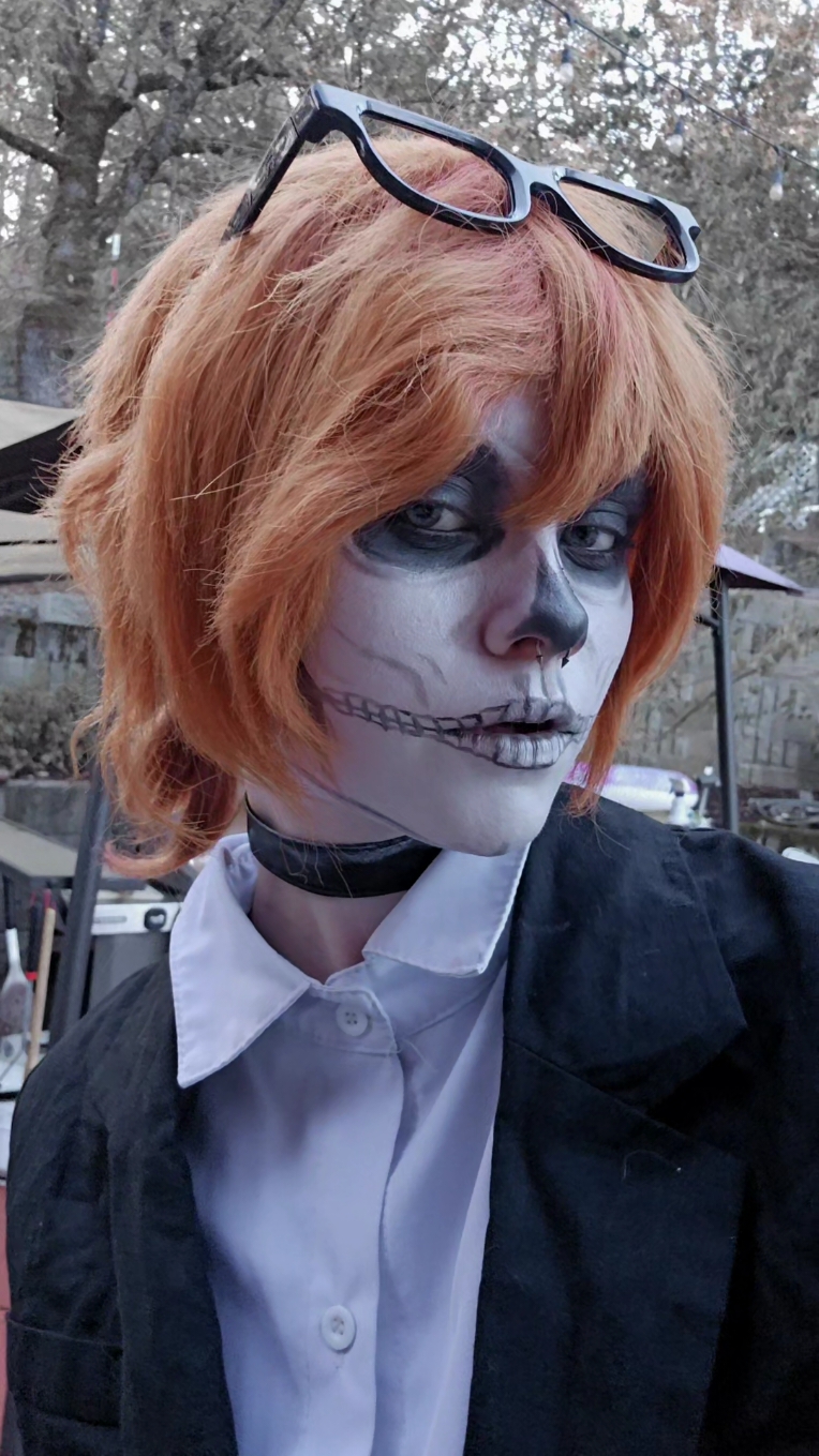 — #Chuuya x #Skeleton — I have only 2 more left of this series are yall ready 👀 #chuuyanakahara #bsd #bungostraydogs #stormbringer #stormbringerbsd #portmafia #fyp #halloween #cosplay 