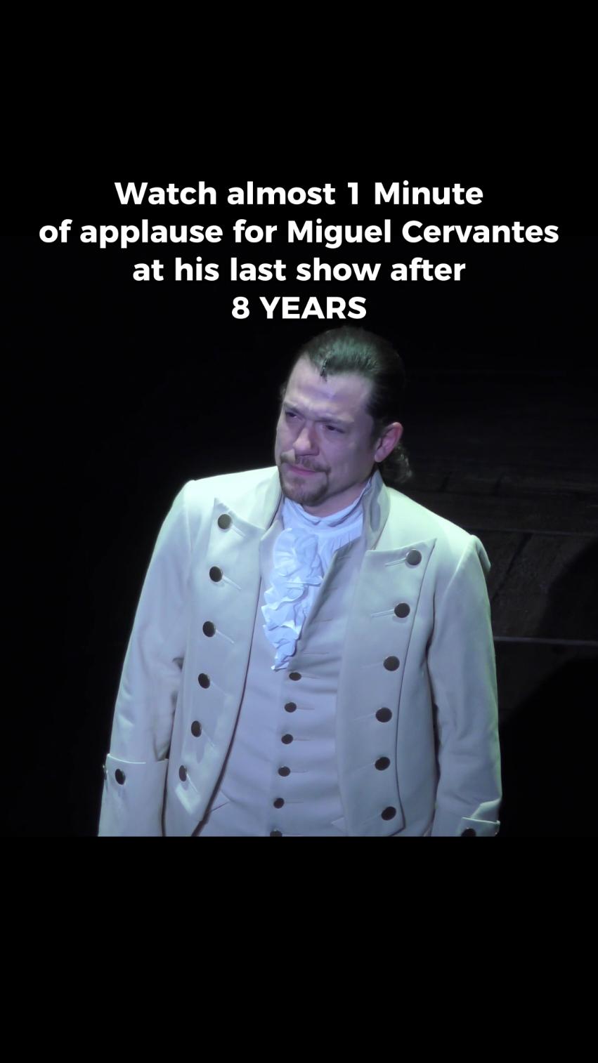 This guy isn't talked about enough. Yes we all know about Thayne. But him. He got the role RIGHT after Lin left, so it's been 8 years. Over 2000 shows and he sang over 2 MILLION bars in total. That's just insane, right? His last show Was this year, January. He is absolutely incredible, sooo talented and nice🩷 This man deserves the world and it makes me so sad I never got to see him. This applause Was very veeery well deserved:) #MIGUELCERVANTES #miguelcervantes #miguel #Cervantes #hamilton #hamiltonmusical #hamiltok #hamiltonbroadway #hamiltononbroadway #hamiltonnewyork #alexanderhamilton #hamiltoncast #hamiltonmiguelcervantes 