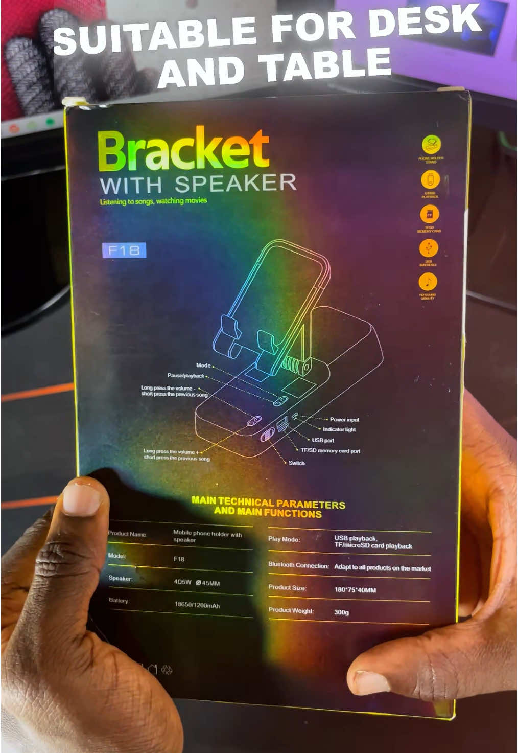 Unboxing 😜 cool accessory for  desk and table 🥰F18 Bracelet Holder with Bluetooth Speaker for phones. And iPad ,grab yours @jumiaghana  or any online store ….Posting new videos next week! …#unboxing #edits #accessories #reels #fyp 