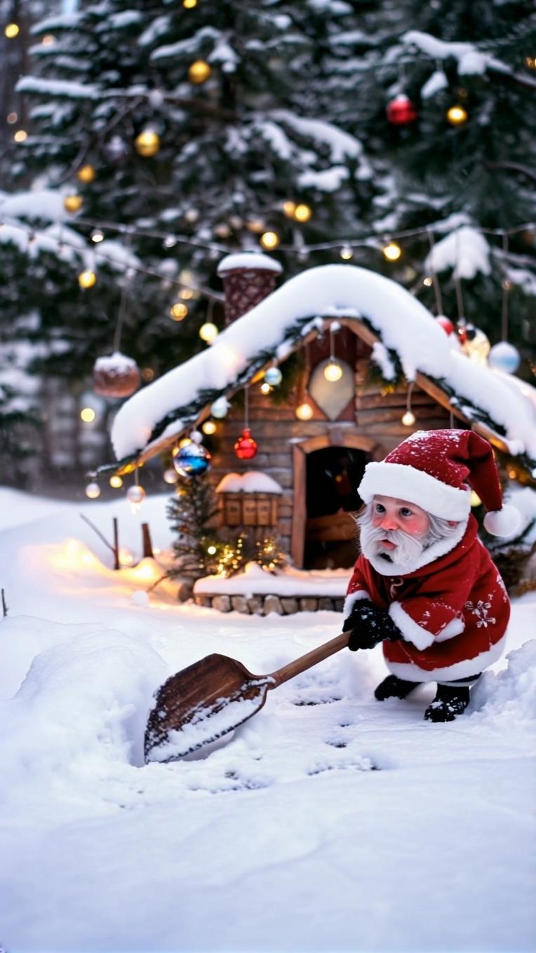 Braving the winter chill, this adorable little elf is busy shoveling snow outside his cozy holiday home! 🎄✨ Can you feel the festive spirit? 🌟  #ChristmasMagic #AdorableElf #WinterWonderland #FestiveVibes #HolidayJoy #ChristmasElf #WinterFun #CuteOverload #XmasCountdown #ElfAntics #HolidayDecor #christmas #xmas #santa #santaclause #jinglebells #snow #winterwonderland #wishes 