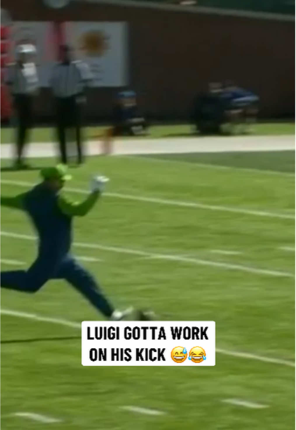 Needs just a little more practice 😂 #football #CollegeFootball #luigi #funny 