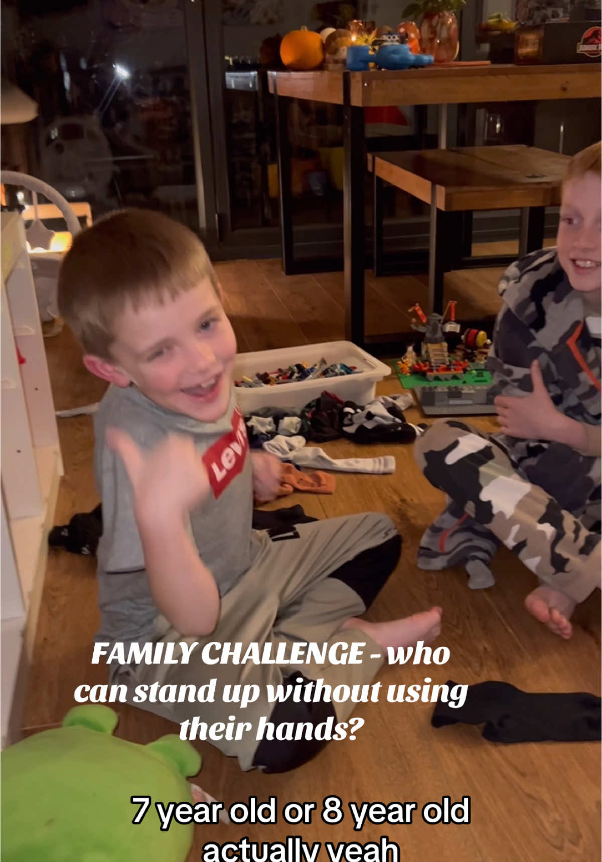 Can you do this challenge?  We werent expecting the surprise 🙈 Its harder than it looks! #challenge #funny #fart #familychallenge 