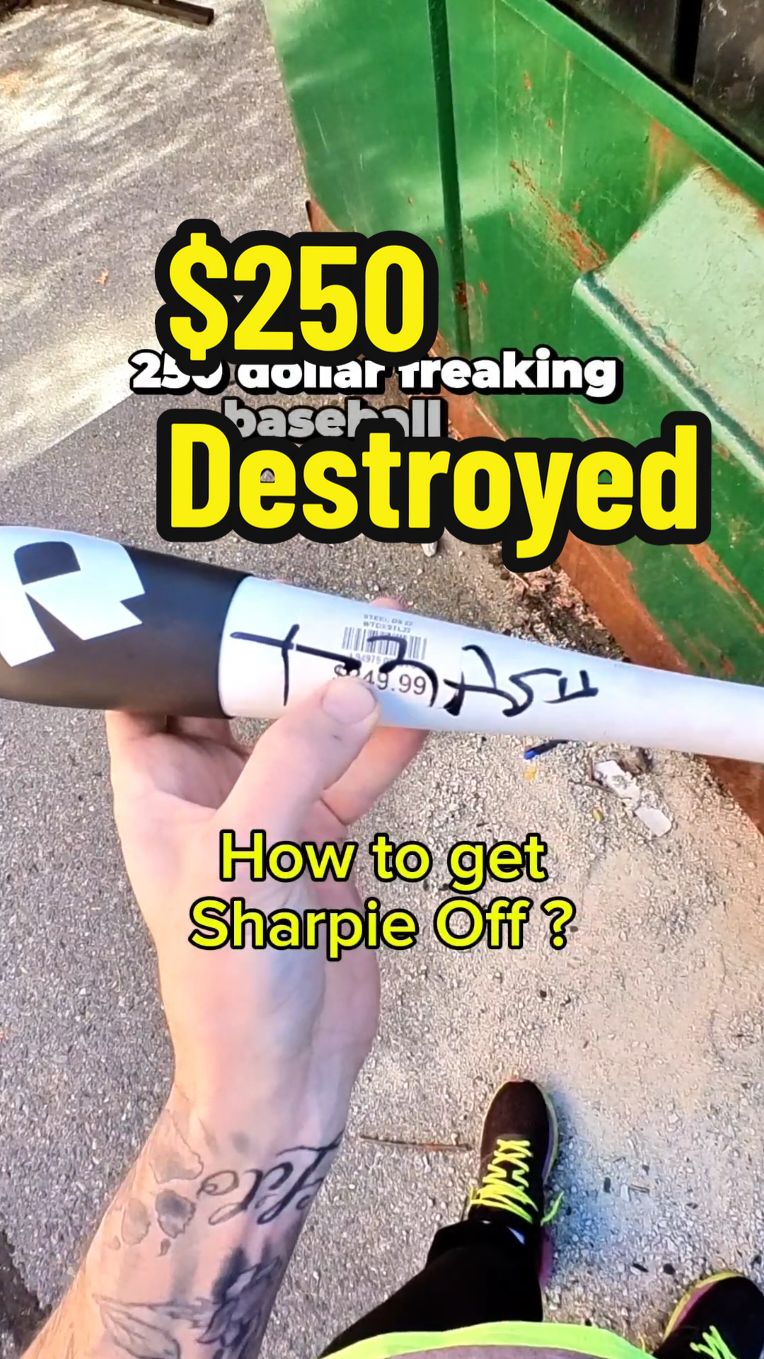 I found a $250 bat in the dumpster. Employees tried to destroy it 😳! Can I fix it? #dumpsterdiving #baseball #sports #fyp 