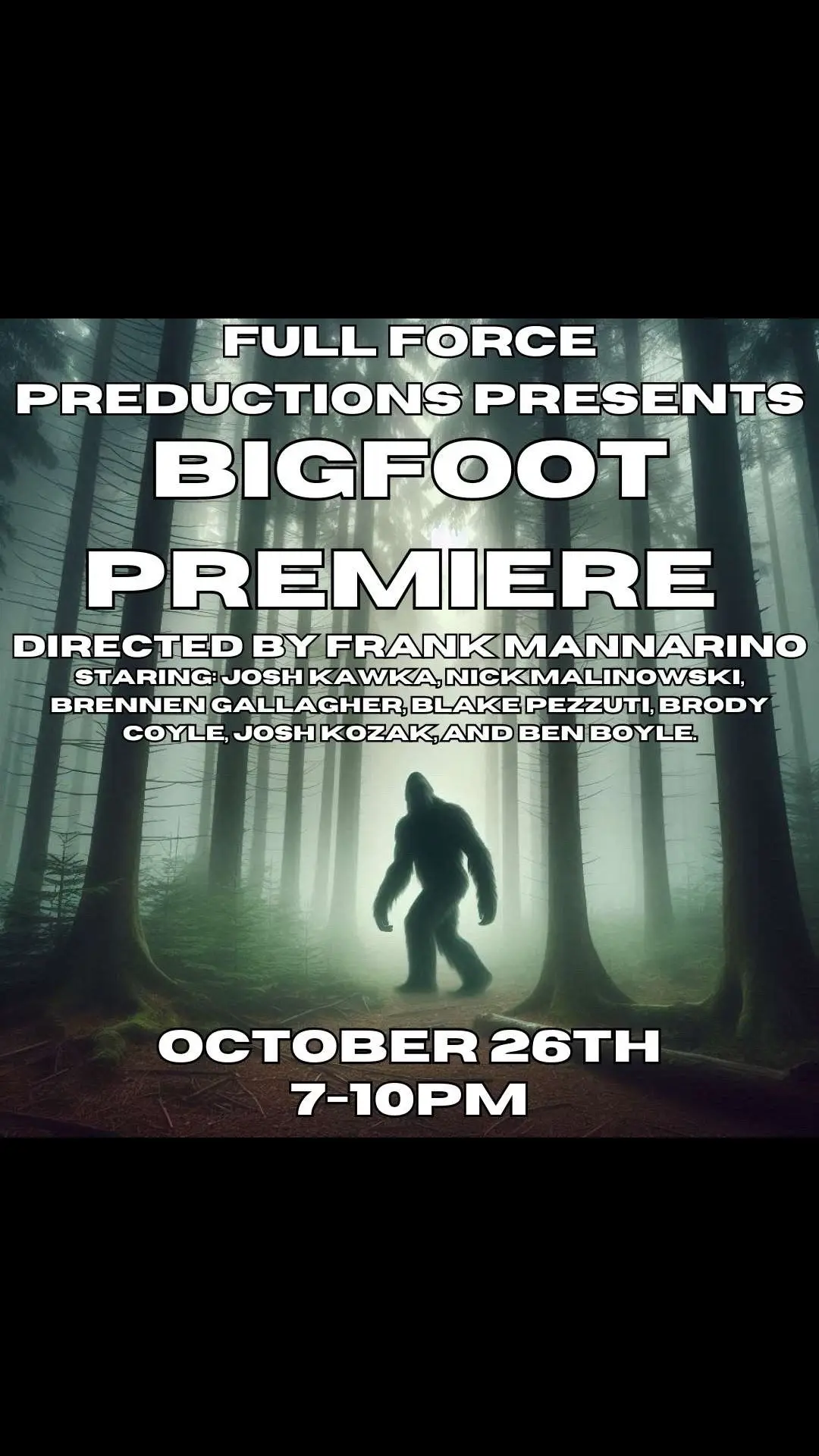 The Bigfoot 1 movie has launched on the FULL FORCE LEAGUE youtube channel and is about 7 minutes long. An action packed horror mystery makes a perfect halloween watch on a cold, dark, night. Watch until the end to get a teaser into Bigfoot 2. #fullforceleague #fullforceboxing #Bigfoot #bigfootthemovie 