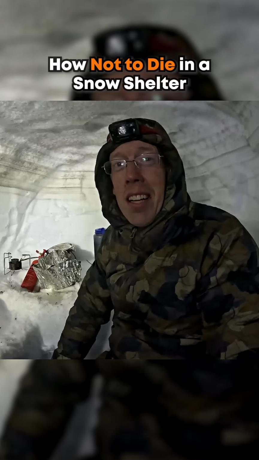 How not to freeze to death in a snow shelter 🥶 - Outdoorboys on YT #outdoorboys #camping #fyp 