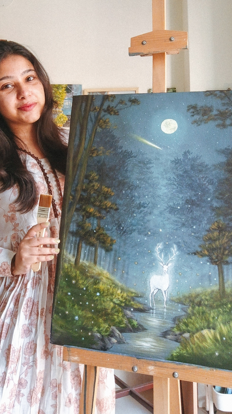 Mysterious Forest  Acrylic painting  #fypシ #artistsoftiktok #bdtiktokofficial🇧🇩 