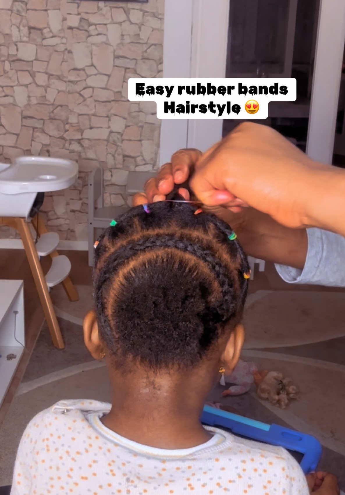 Easy rubber band hairstyle for girls 😍 Kids hairstyle.  #rubberbandhairstyle #kidshairstyles #hairvideos #hair #ifysworld #fyp #naturalhair #naturalhair #kidshair #viralvideos #rubberbandhairstyle #foryou 