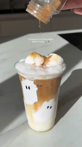 the cutest halloween coffee: toasted marshmallow ghost latte 👻☕️🕷️ #halloween #halloweendrinks #halloweencostume #halloweenrecipes #halloweenmakeup #halloweenparty #halloweencoffee #coffee #icedcoffee #icedlatte #toastedmarshmallow #toastedmarshmallows #ghost #halloweenfood #halloweencookies #coffeerecipes #spooky #spookyseason #october31 #october31st 