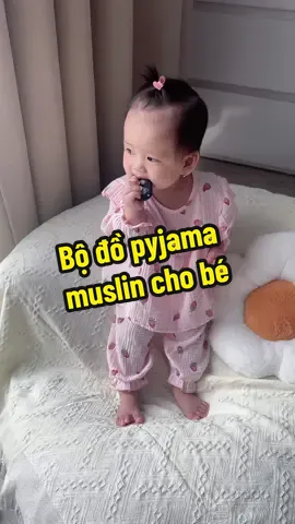 Bộ đồ dài tay xô muslin cho bé gái #lehaimy #fyp #embedangyeu 