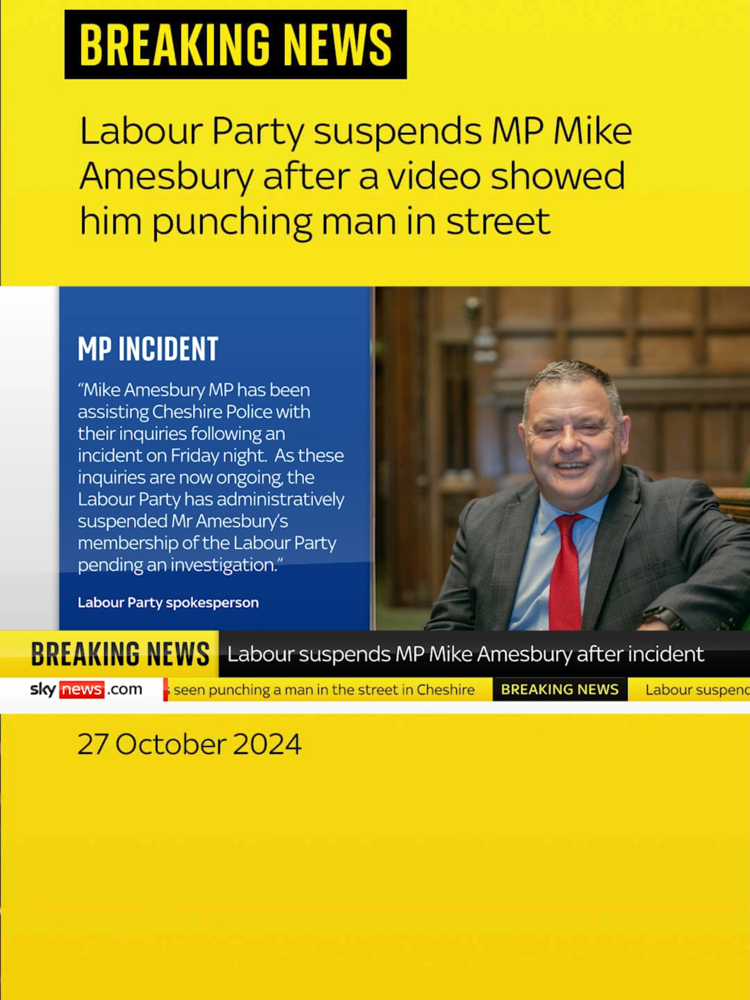 #MikeAmesbury has been suspended by the #LabourParty after #CCTV footage showed him punching a man in the street.