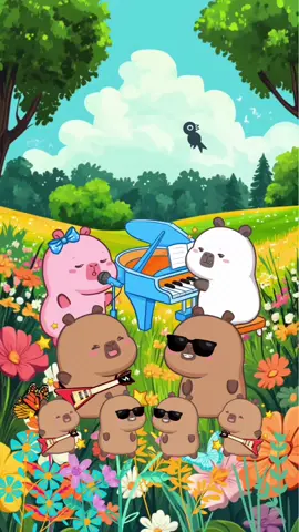 Capybara band 😍🎶🥁#capybara #capybaratiktok #capy #fyp #foryou #capyfun #bestfriend #bestie #anime #animated #animation #band #musical 