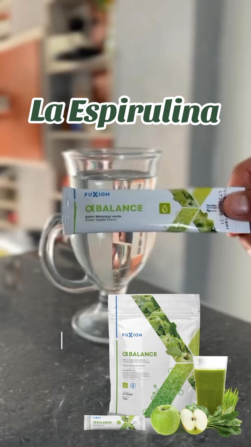 Nuestro Alpha Balance de Fuxion contiene espirulina 🌱: ✅ Energía natural ✅ Desintoxica el cuerpo ✅ Refuerza tu inmunidad ¡Pruébalo y siente la diferencia! #AlphaBalance #Fuxion #detox #espirulina #jugoverde