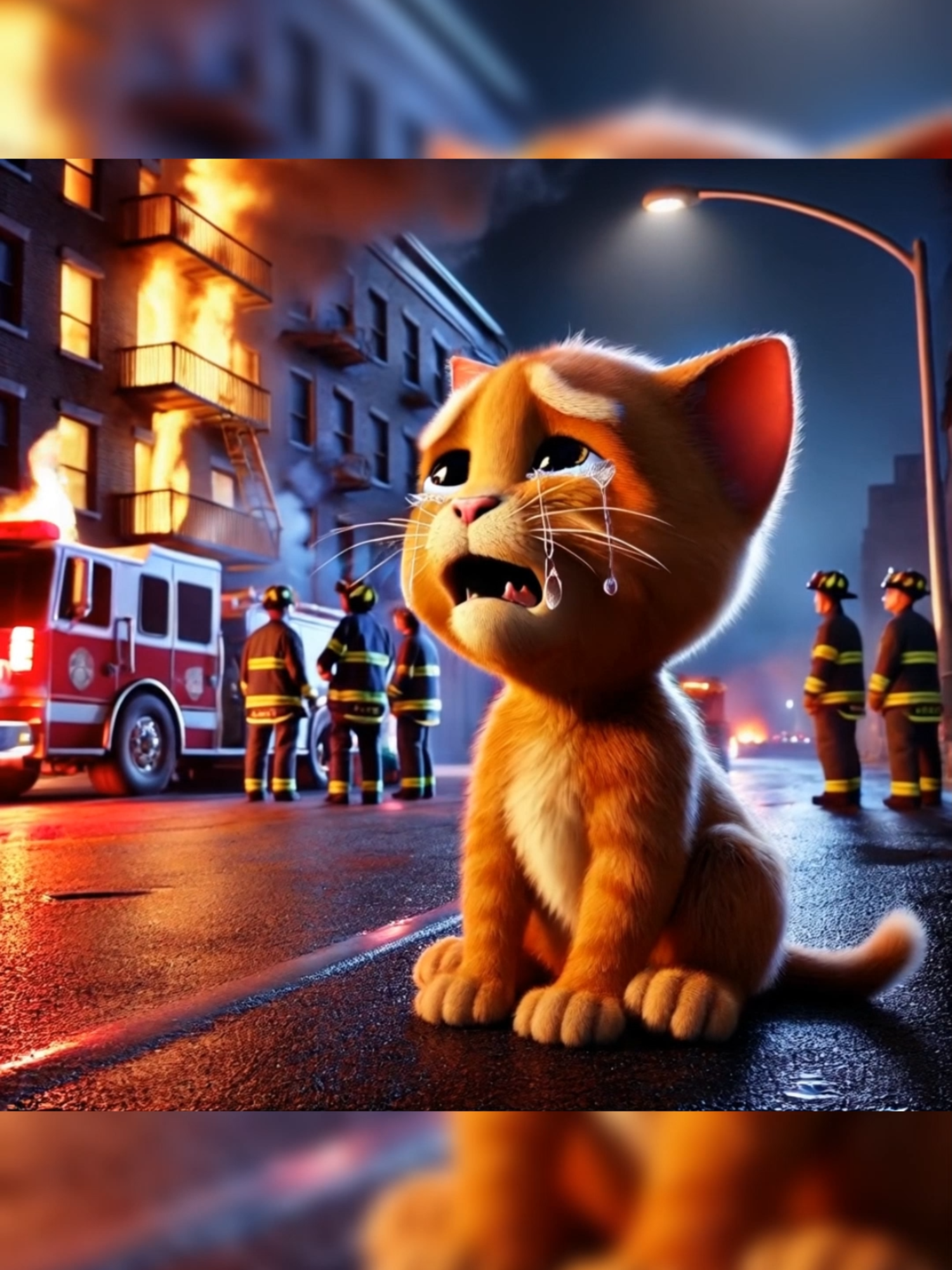 Cat sad story ai Fire incident! #cat #funny #cartoon #animation #viralvideo #catvideo #catlover