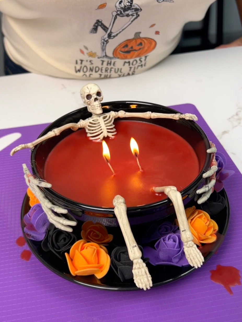 Up-cycling an old candle this Halloween season! #upcycling #halloween #candle #craft #decor