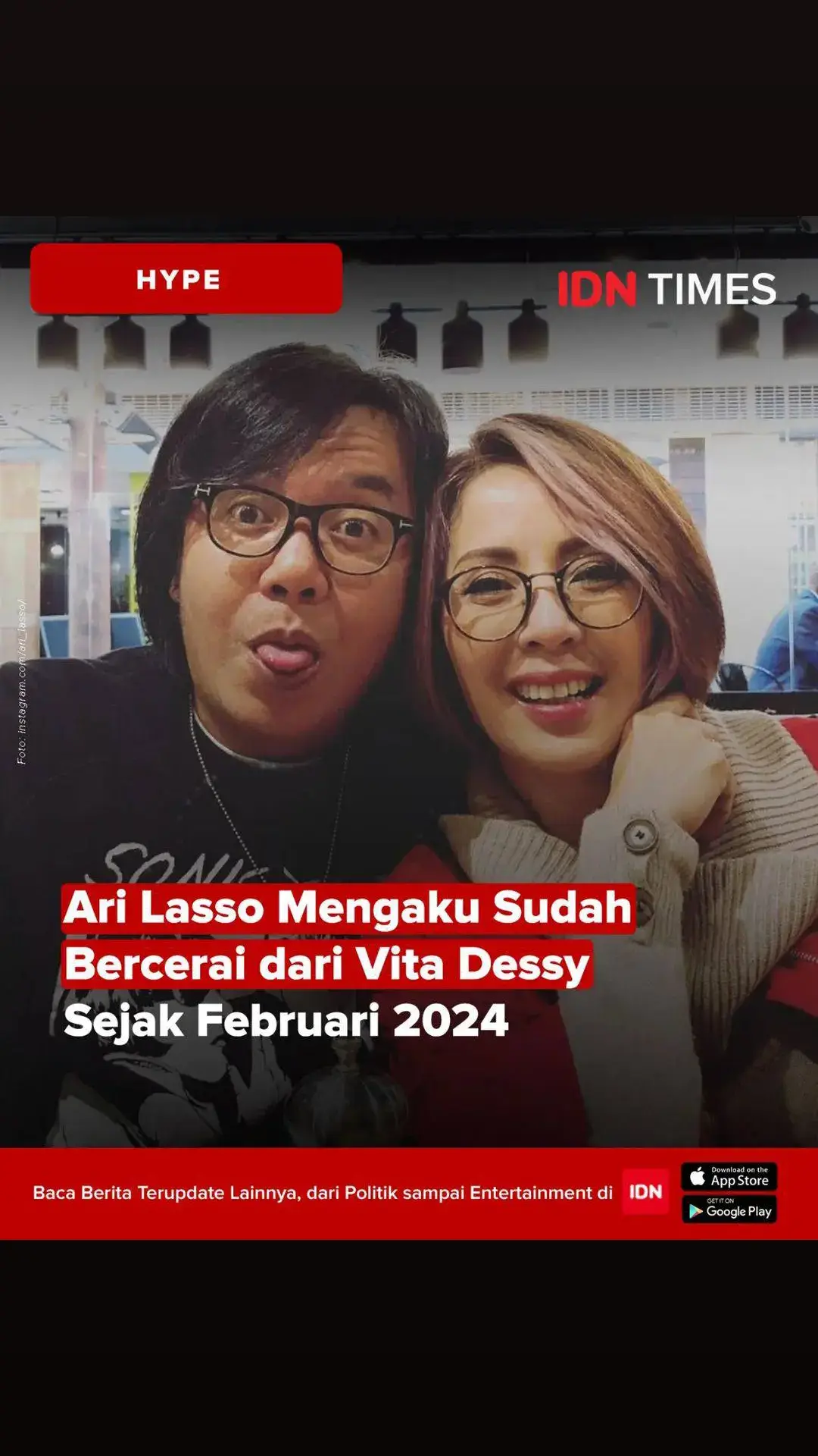 Ari Lasso datang dengan pengumuman mengejutkan. Ia mengaku sudah resmi bercerai dari sang istri, Vita Dessy, sejak awal tahun 2024 ini. Pengumuman itu diunggahnya di Instagram pada Jumat (25/10) sore. 