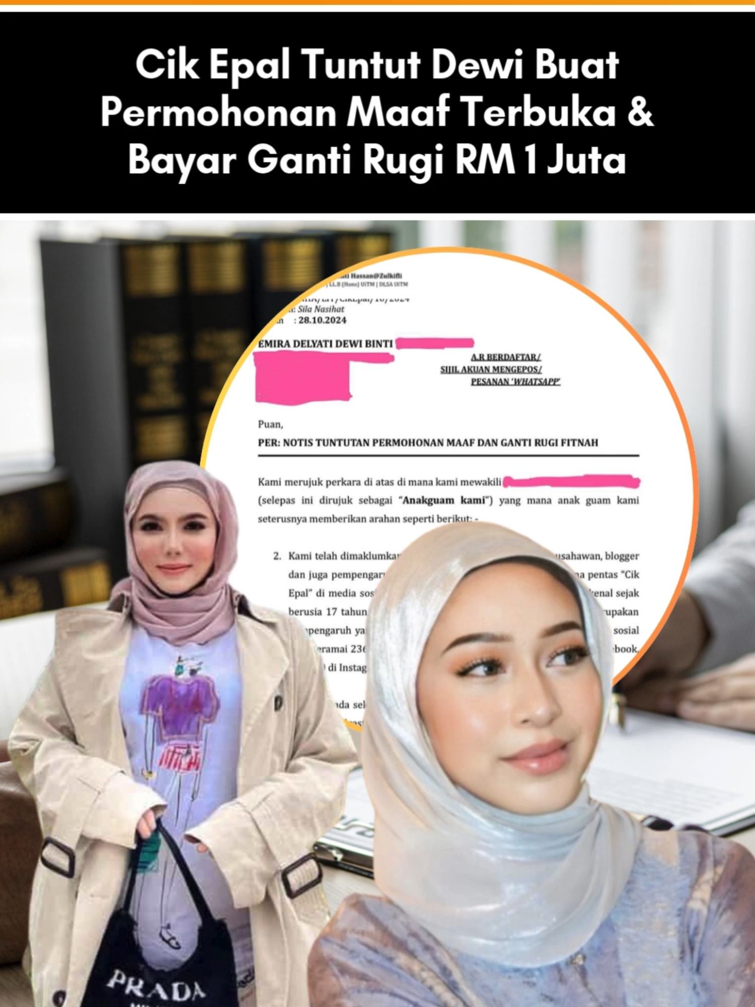 Kes rumah tangga pempengaruh Cik Epal dengan bekas suaminya, Jofliam masih menjadi bualan ramai. Ia susulan satu rancangan Astro yang menjemput wanita dikenali sebagai Dewi yang dikatakan merupakan sosok ketiga dalam perhubungan mereka. Dalam tuntutan itu, Cik Epal menuntut permohonan maaf secara terbuka serta ganti rugi RM 1 juta daripada Dewi susulan kenyataannya dalam temu bual tersebut serta beberapa hantarannya di media sosial. Menurut surat tuntutan itu, jika Dewi gagal mematuhi notis tersebut dalam masa tujuh hari, maka pihak Cik Epal akan terus membuat tuntutan di mahkamah. Untuk berita penuh boleh baca di kotak hijau di atas Jangan lupa untuk Like, Comment. Share dan Follow Lobak Merah!🧡Terima Kasih! #fyp #fypシ #lobakmerahmy #beritaditiktok #viralstory #trending #trendingnewsmalaysia #ceritaviral #terkini #viralupdates #storyviral