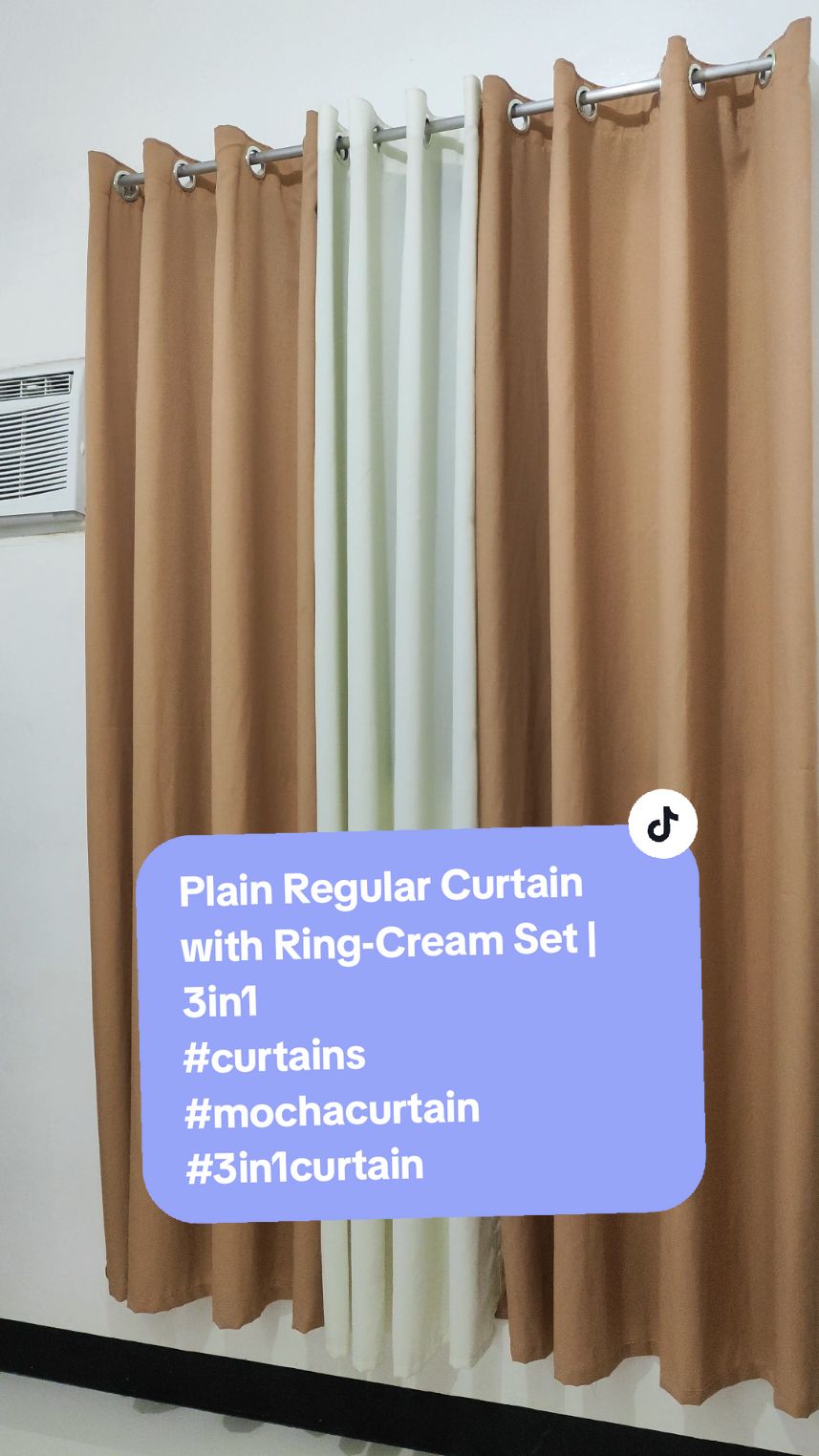 Plain Regular Curtain with Ring-Cream Set | 3in1  #curtains #mochacurtain #3in1curtain #curtainset #plaincurtain #aestheticcurtain 