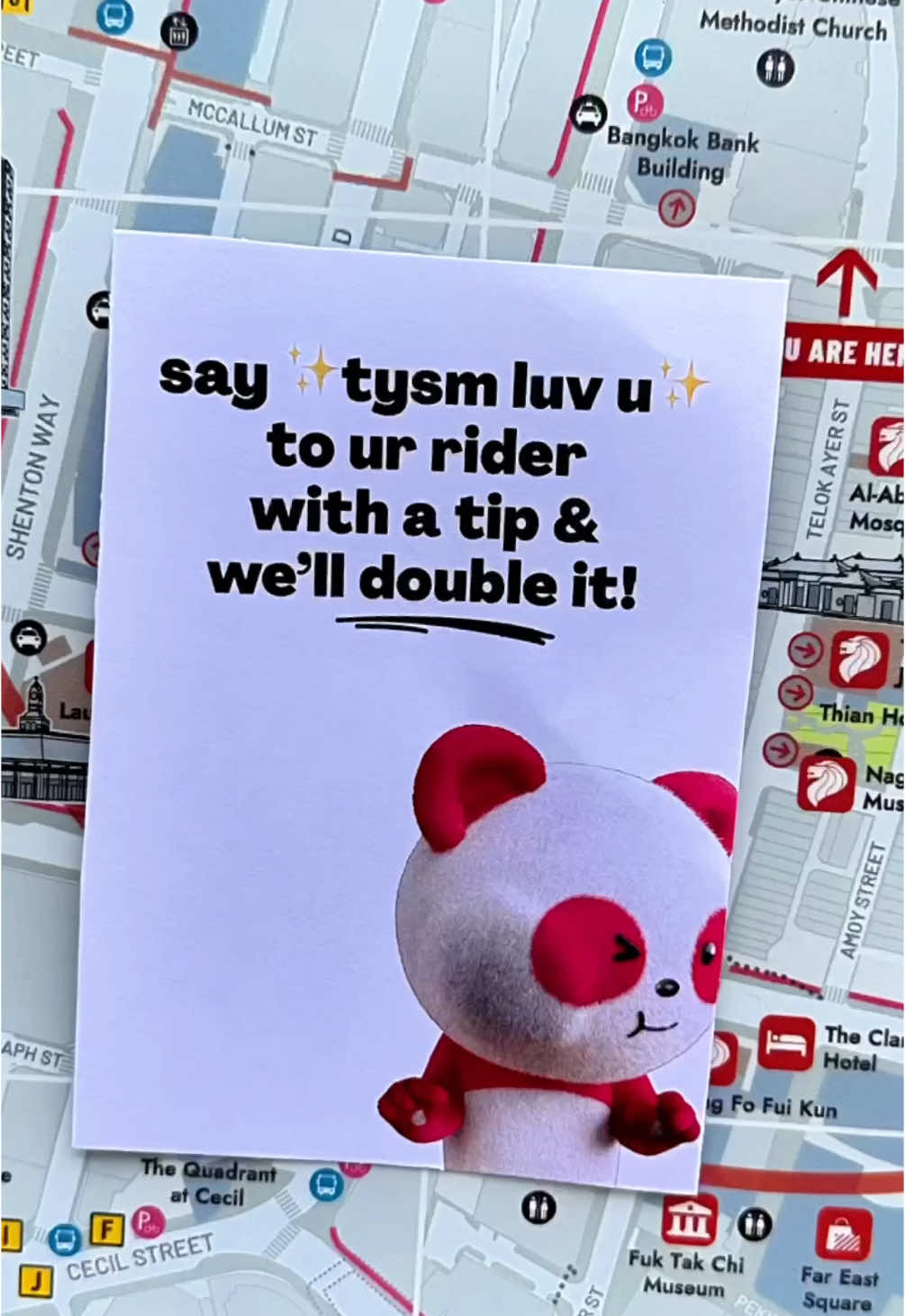 your rider’s on the way to meet you at the APT so be sure to tip them & we’ll double it from 31 oct to 2 nov 🏡💖🐼 100% of the tips go directly to the riders!! 