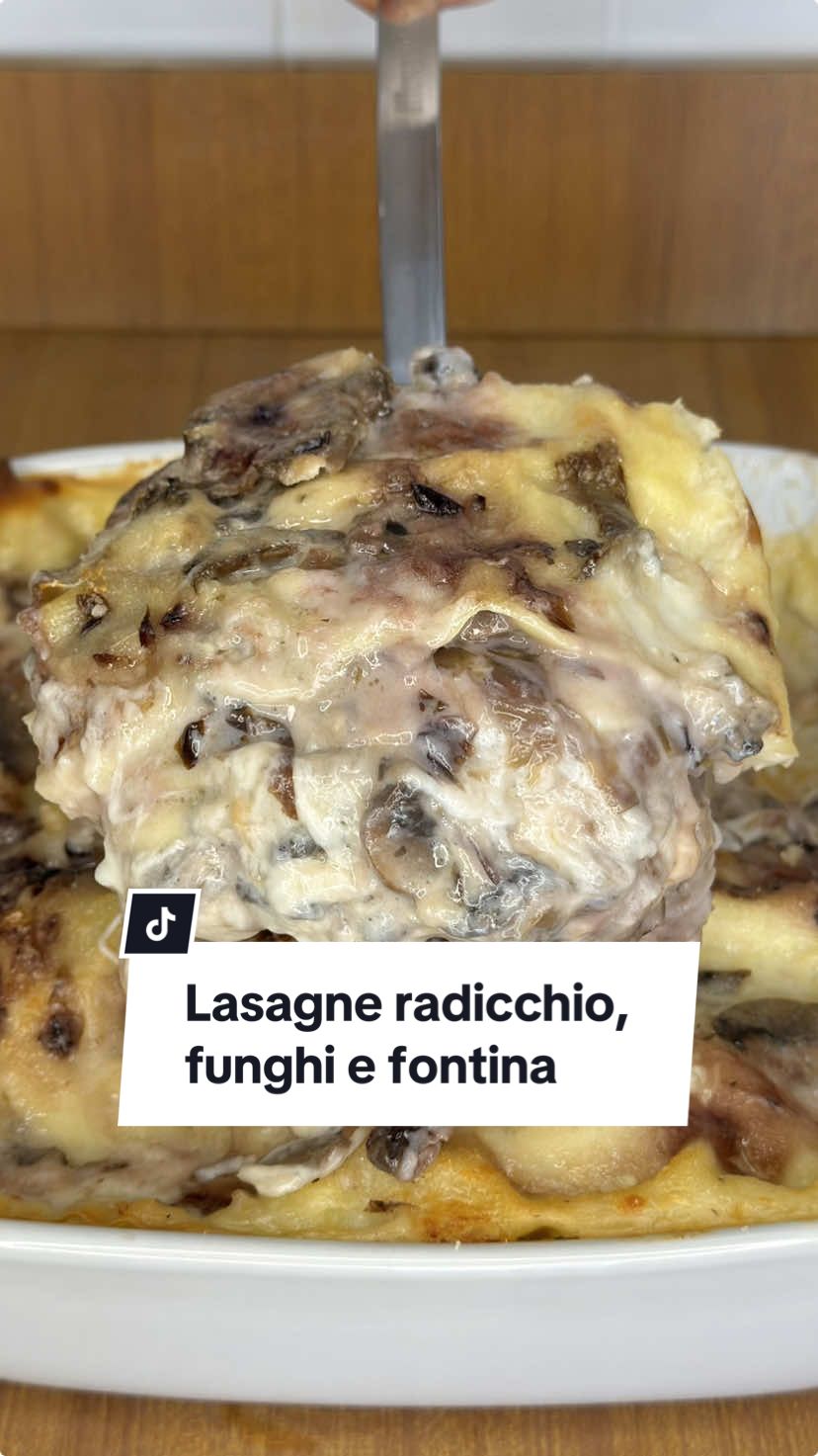 LASAGNE RADICCHIO, FUNGHI E FONTINA Voglia di un piatto caldo autunnale?🍂 @Spunticulinari ha la ricetta che fa per te: lasagne con radicchio, funghi e fontina🍄Una coccola che non dimenticherai! 🕐Tempo di preparazione: 15 minuti 🕐Tempo di cottura: 40 minuti 😊Difficoltà: Bassa 🍽Dosi: Per 4 persone 🤑Costo: Basso Ingredienti:  Lasagne, 200 g;  Radicchio, 600 g;  Funghi, 250 g;    Fontina, 200 g;   Parmigiano grattugiato, q.b.;  Sale, q.b.;  Pepe nero, q.b.;  Olio extravergine d’oliva, q.b.;  Cipolla, 1 piccola;  Per la besciamella:   Latte, 1 lt; Burro, 100 g;   Farina 00, 100 g;  Sale, q.b.; Pepe nero, q.b.;   - #ChefinCamicia #RicetteSemplici #RicetteVeloci #CucinaItaliana #Pasta