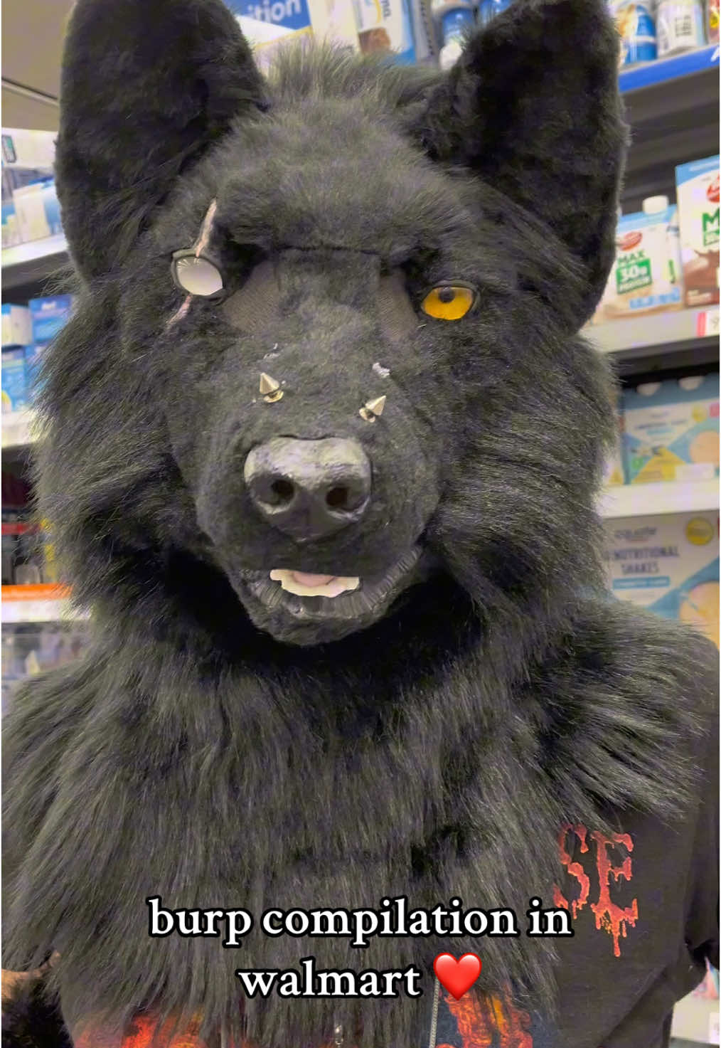 Like and share for more werewolf burping in walmart videos  #furryfandom#furries#furrycommunity#furrytiktok#fursuiting#fursuitersoftiktok#fursuiter#wolf#werewolf#lycanthrope#otherkin#fyp#foryoupage#viral#metal#realisticfursuit#gojispace  